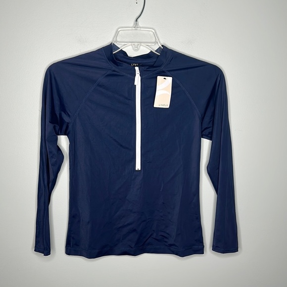Lively Other - Nwt Lively Half Zip Swim Top Womens Sz Large in Navy Blue!